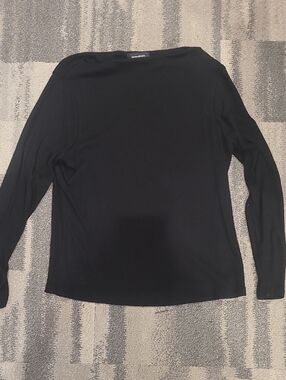 Banana Republic Black Ribbed Long-Sleeve Top